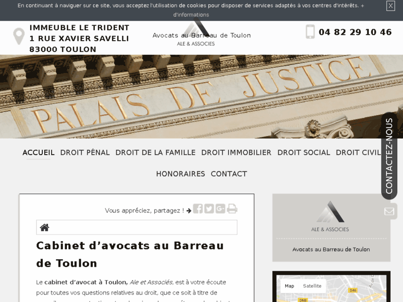 Screenshot du site : Cabinet d'avocat en droit civil à Toulon