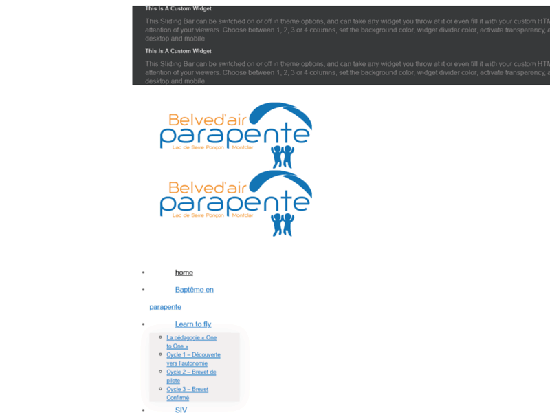 Screenshot du site : Baptêmes Parapente Montclar et Digne les Bains