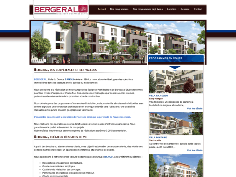 Screenshot du site : Appartement neuf Antilles - Bergeral Antilles