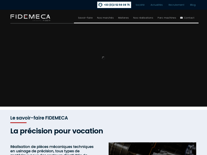 Screenshot du site : Fidemeca Berieau Décolletage, Usinage de précision