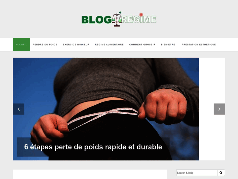 Screenshot du site : Blog regime perte de poids pour réduire ses kilos