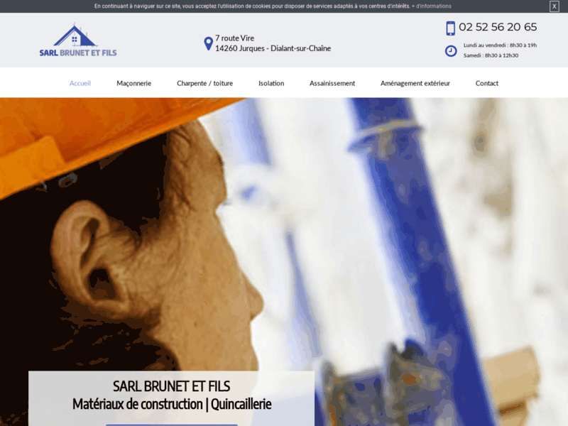 Screenshot du site : Vente de matériaux de construction à Jurques