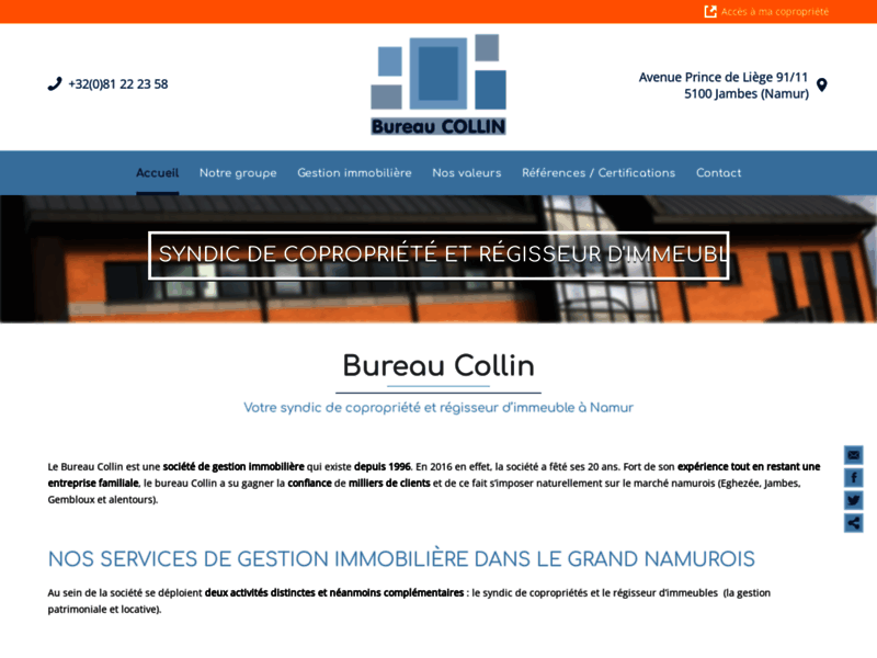 Screenshot du site : Bureau COLLIN