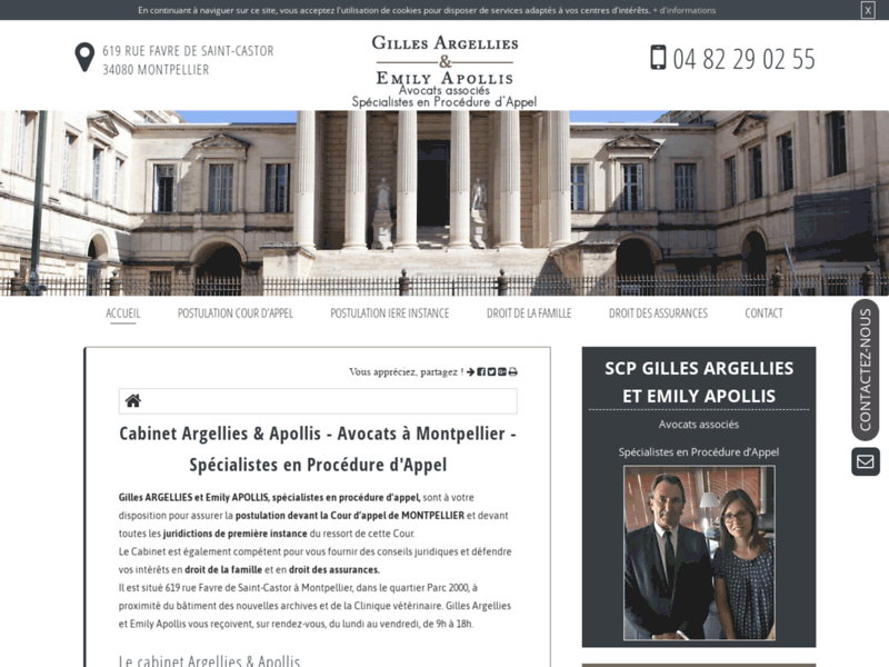 Screenshot du site : Trouver un avocat en postulation à Montpellier