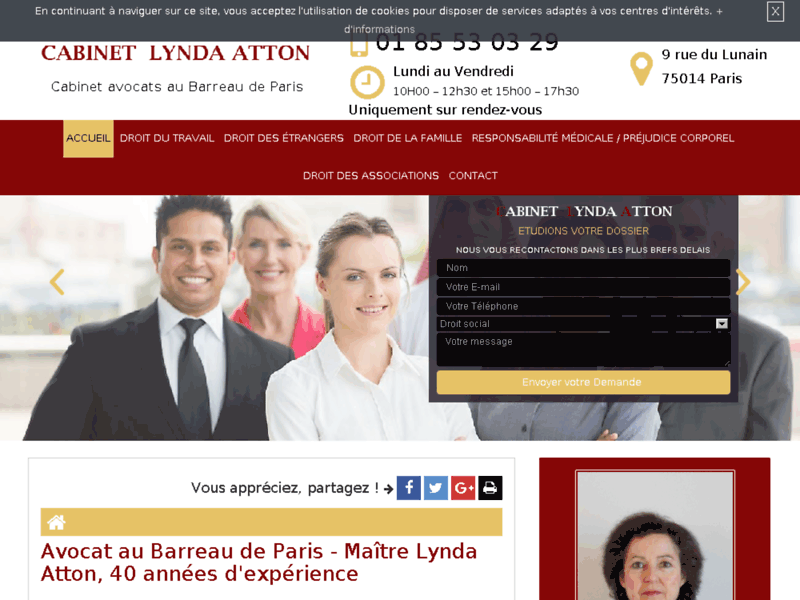 Screenshot du site : Avocat en droit des étrangers à Paris
