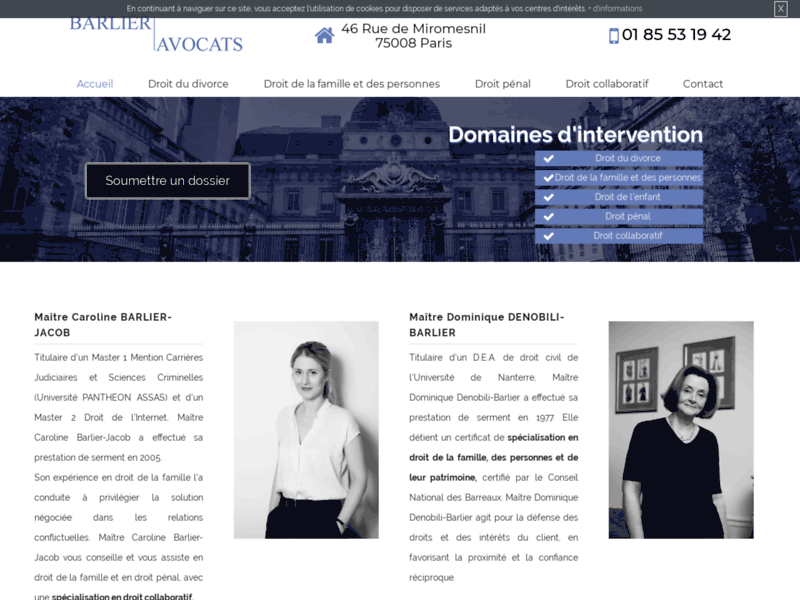Screenshot du site : Avocat spécialiste en droit de la famille à Paris