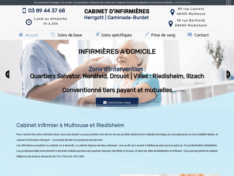 Screenshot du site : Trouver une infirmière à domicile à Riedisheim