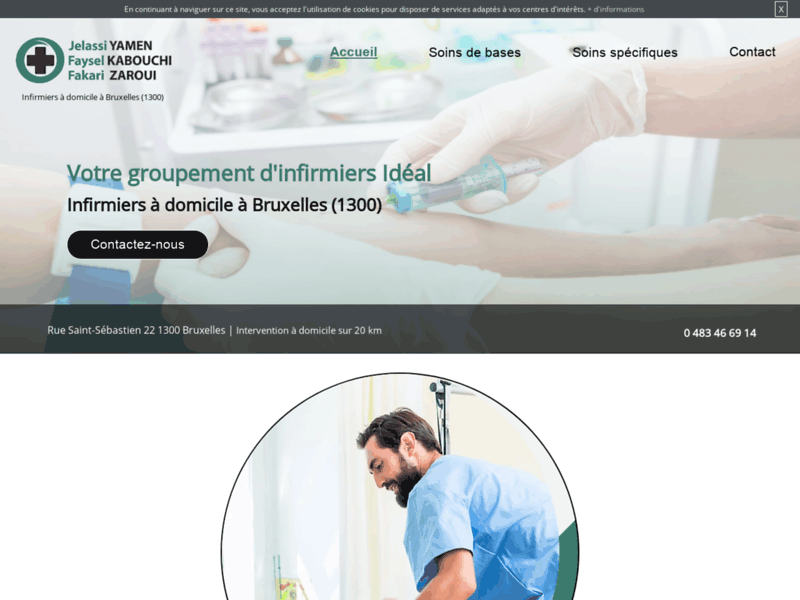 Screenshot du site : Faites appel à un infirmier à domicile à Bruxelles