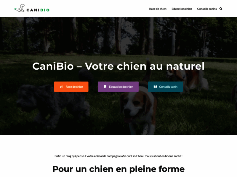 Screenshot du site : CANIBIO - compléments alimentaires pour chiens