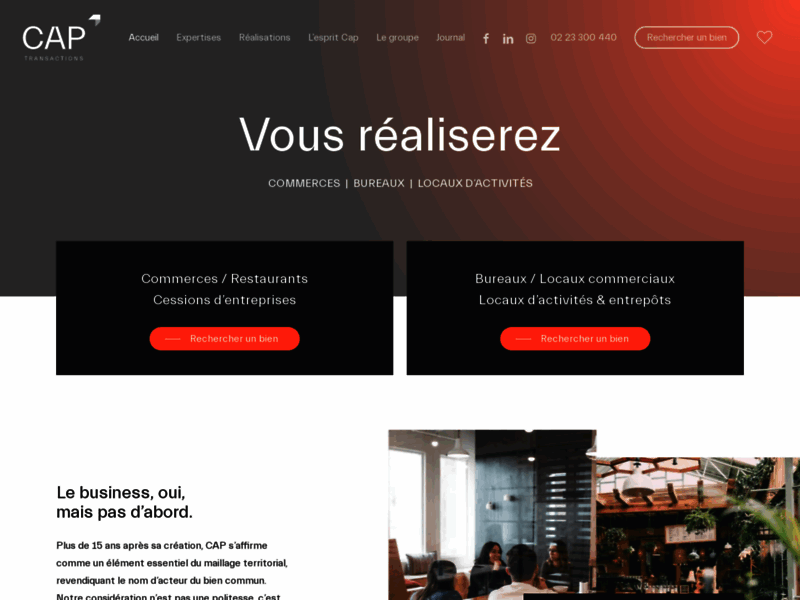 Screenshot du site : Agence immobilière à Rennes - Cap Transactions