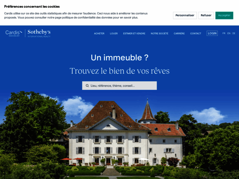 Screenshot du site : Agence immobilière Cardis