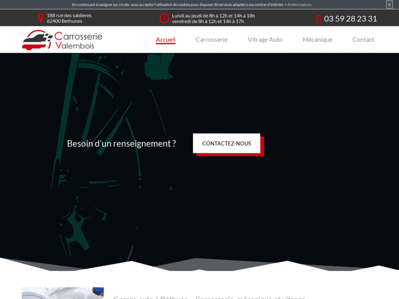 Screenshot du site : votre garage auto sis au pas de calais