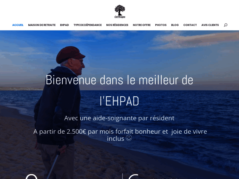 Screenshot du site : Carthagea.fr : Maison de repos et résidence senior