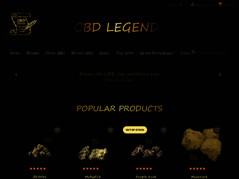 Screenshot du site : CBD LEGEND