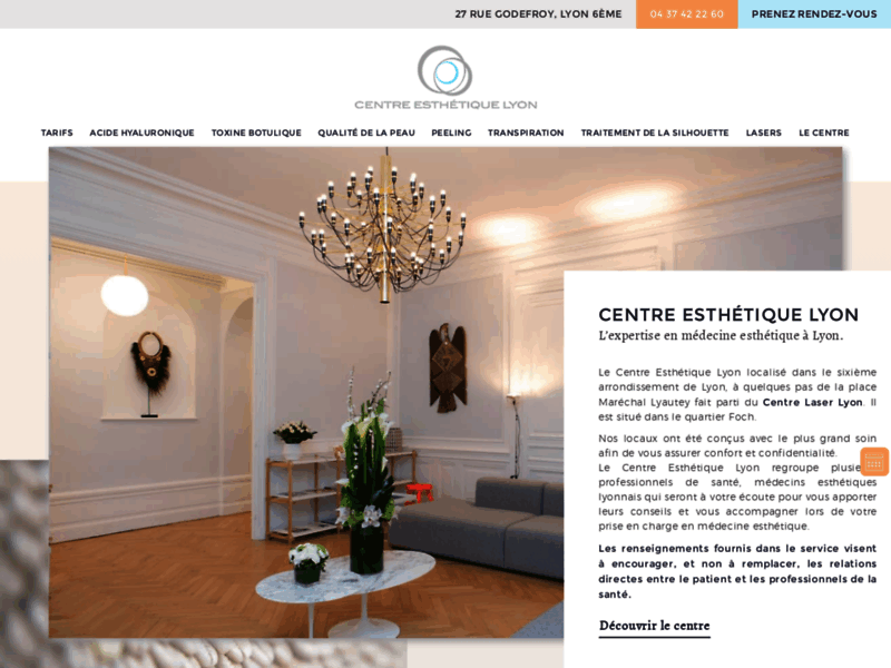 Screenshot du site : Centre esthétique à Lyon