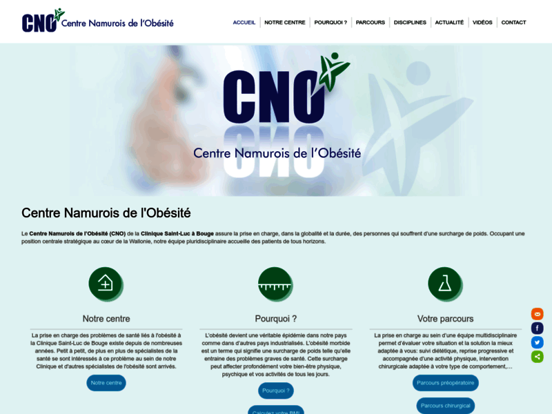 Screenshot du site : Centre Namurois de l'Obésité