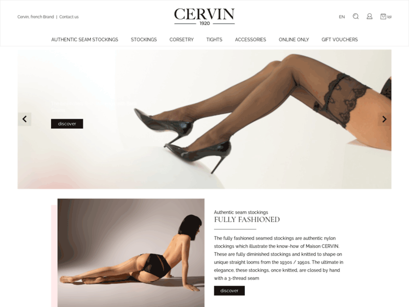 Screenshot du site : Cervin Paris, boutique officielle