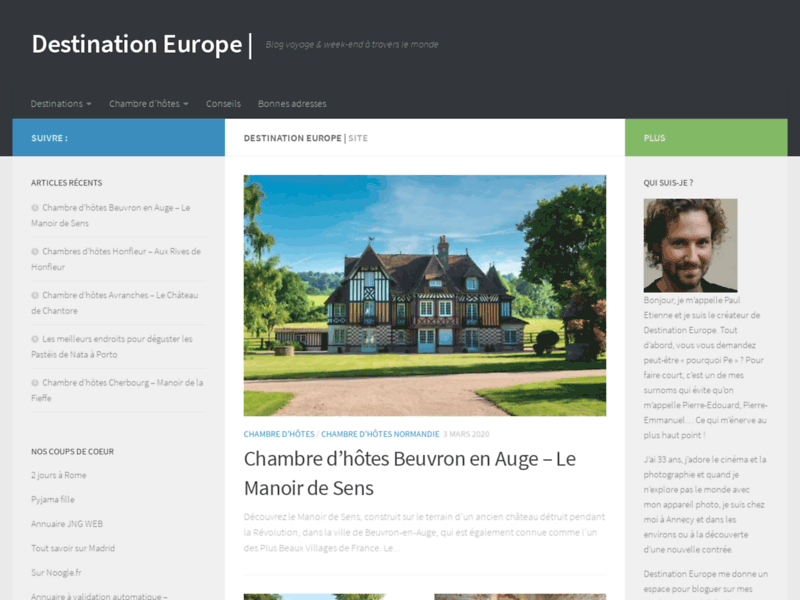Site screenshot : Destination Europe - Blog de voyage