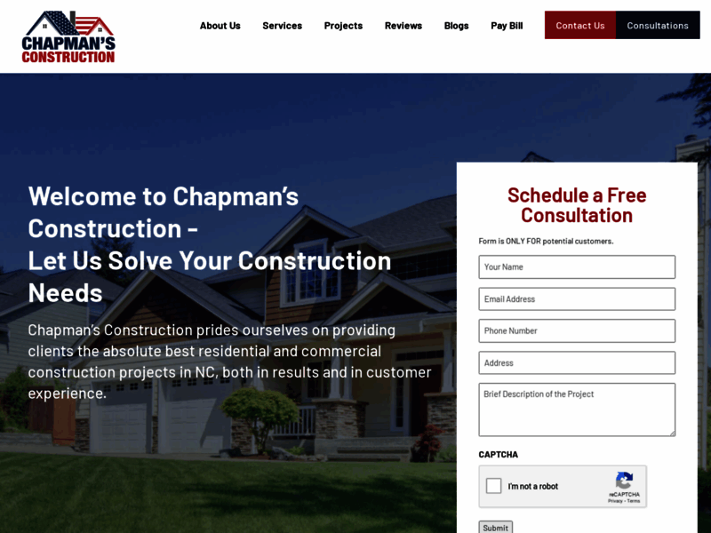 Site screenshot : Chapman's Construction