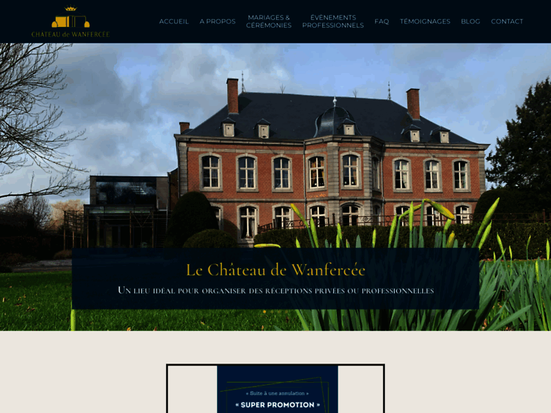 Screenshot du site : Château de Wanfercée