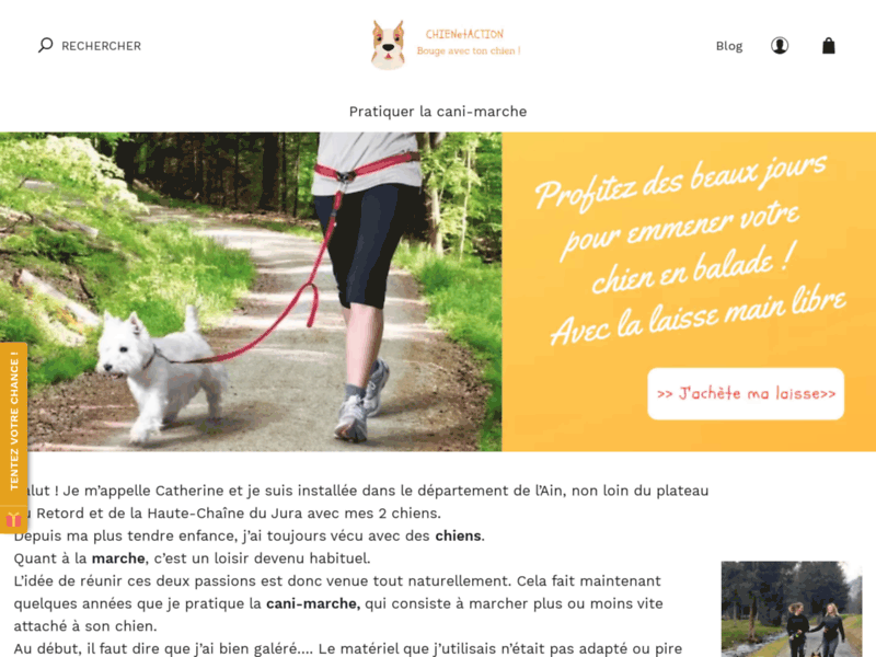 Screenshot du site : ChienetAction - Matériel pour sport canin