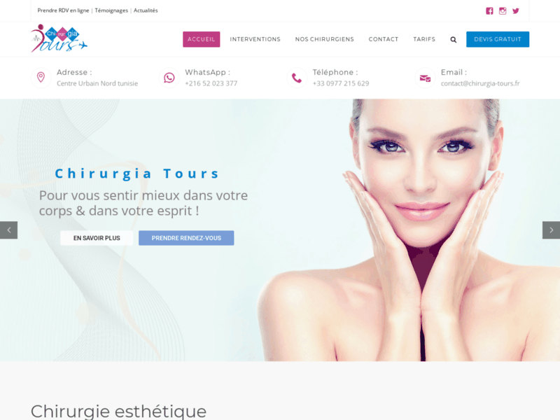 Screenshot du site : chirurgie esthetique tunisie