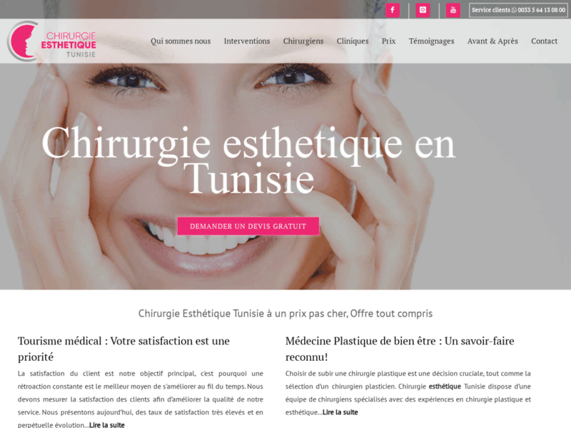 Screenshot du site : Chirurgie Esthétique Tunisie By Hosgan