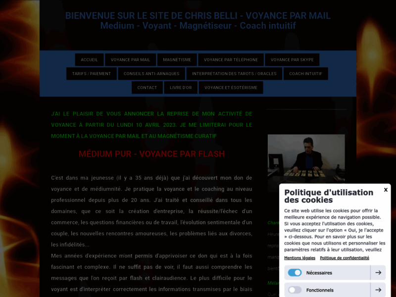Screenshot du site : www.chrisbelli-voyance.com