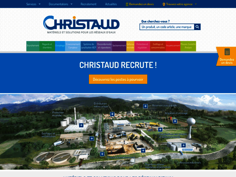 Screenshot du site : Christaud spécialiste réseaux d'eaux