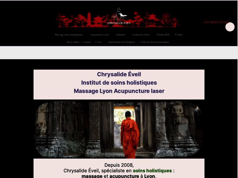 Screenshot du site : Chrysalide Eveil Massage Lyon