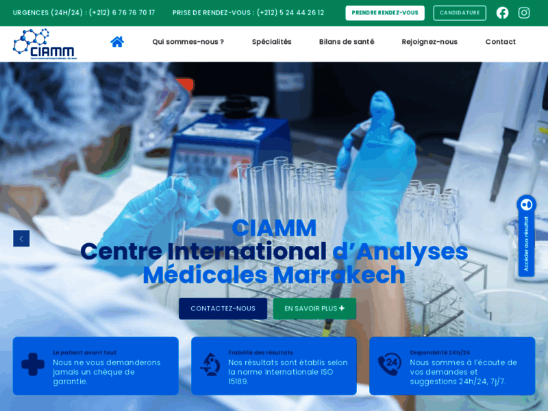 Screenshot du site : laboratoire d'analyse medicale Marrakech