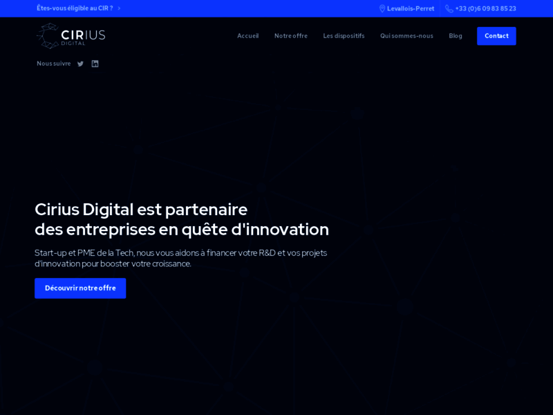 Screenshot du site : Cirius Digital