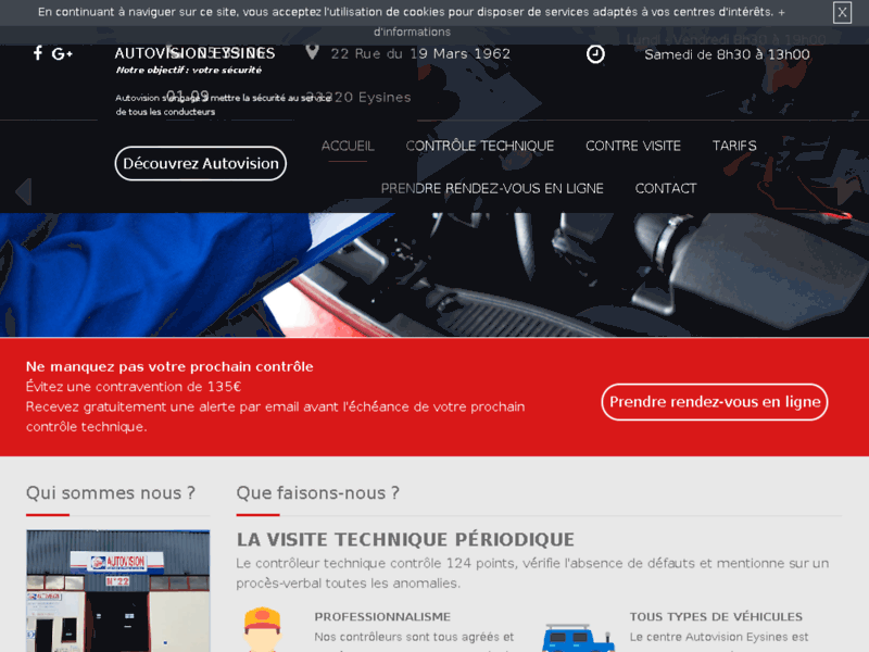 Screenshot du site : Contrôle technique pour automobile à Eysines