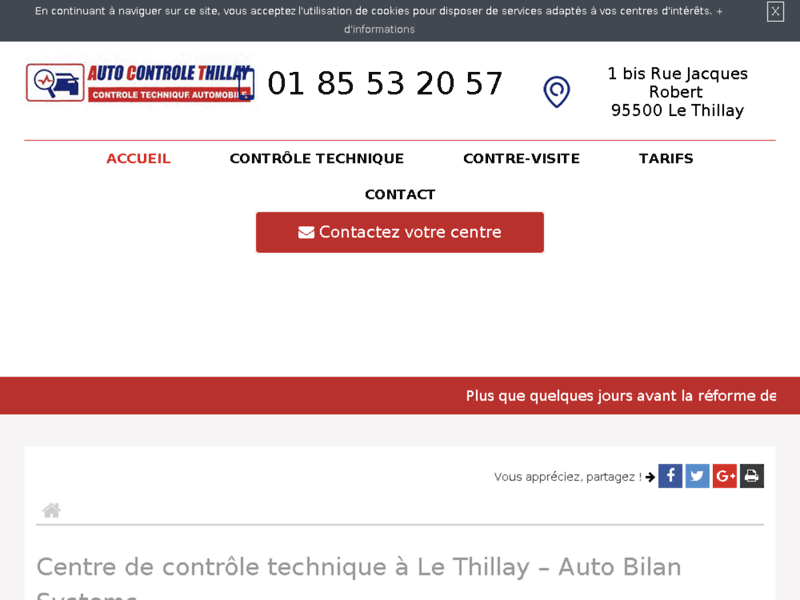 Screenshot du site : Spécialiste en contrôle technique à Le Thillay