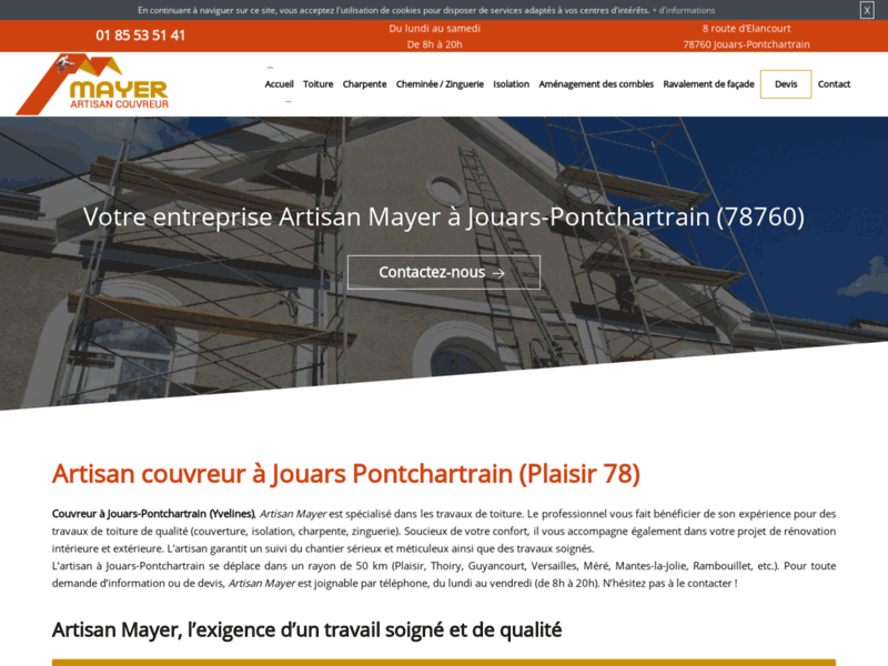Screenshot du site : Couvreur à Plaisir 78