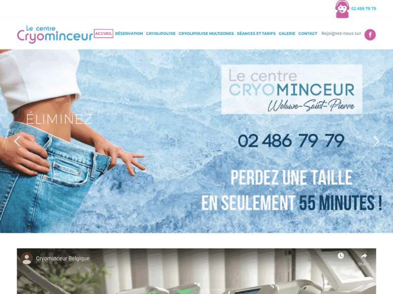 Screenshot du site : Centre Cryominceur Bruxelles