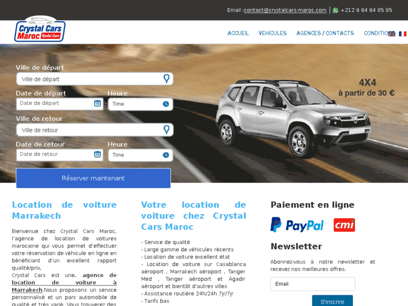 Screenshot du site : Crystal Cars Marrakech