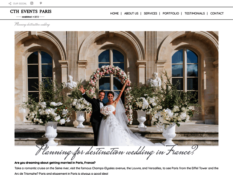 Screenshot du site : Organisateur d'événements et de mariages