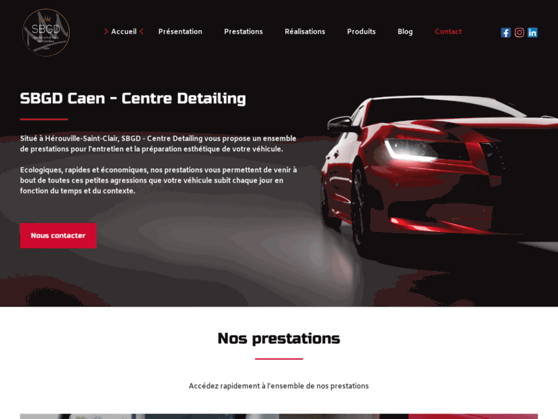 Screenshot du site : DBG Car Center à Caen réparation et nettoyage auto