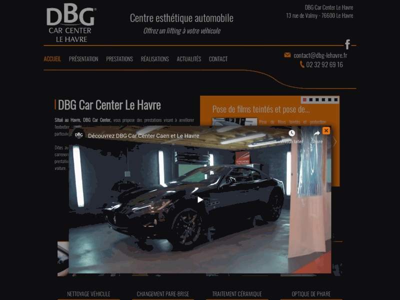 Screenshot du site : DBG Car Center - lavage auto écologique au Havre