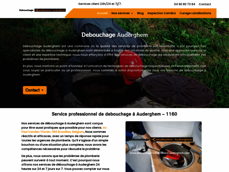 Screenshot du site : Débouchage Auderghem