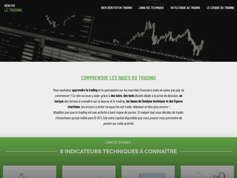 Screenshot du site : Débuter le Trading