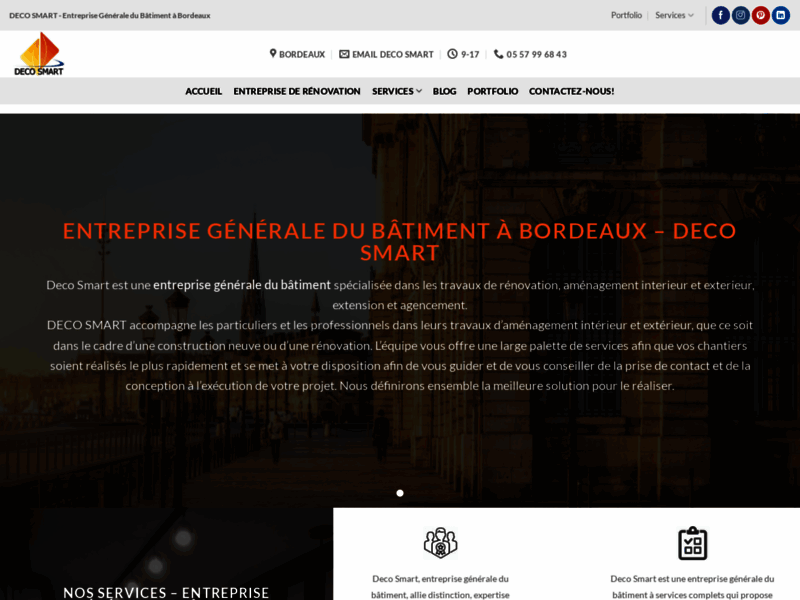 Screenshot du site : Deco Smart - Entreprises de bâtiment à Bordeaux
