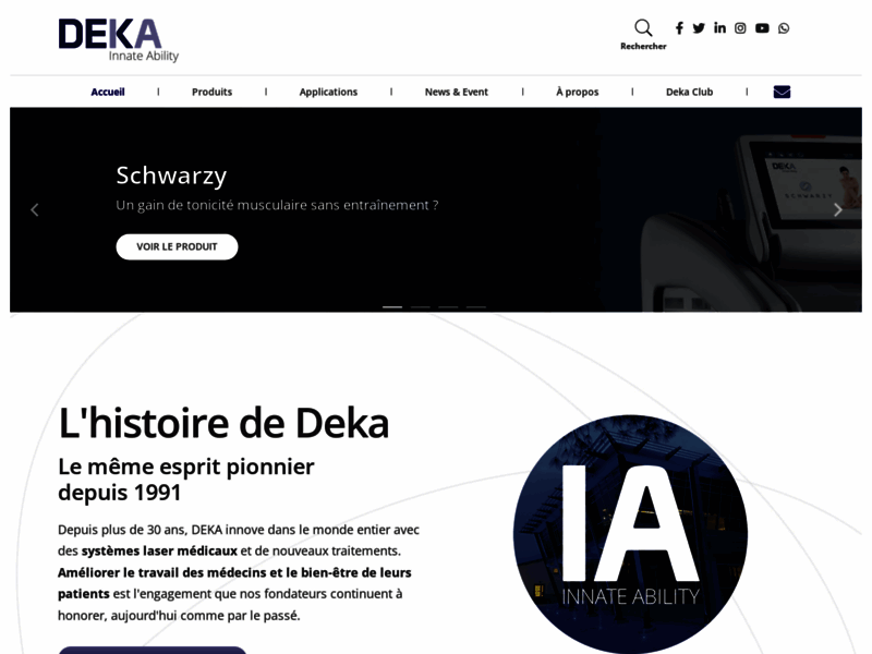 Screenshot du site : Raffermissement de la peau - DEKA