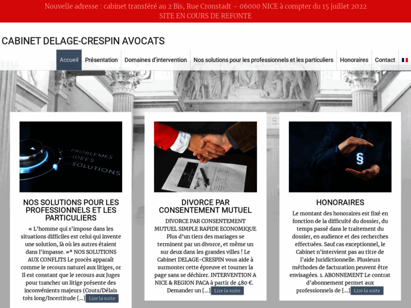 Screenshot du site : Cabinet d'avocats Delage Crespin