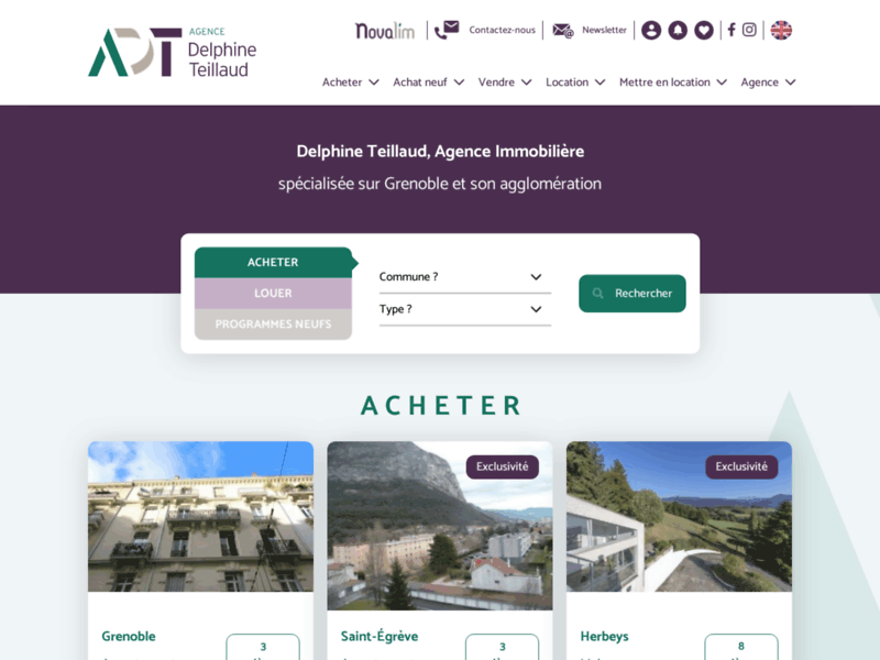 Screenshot du site : Agence immobilière à Grenoble