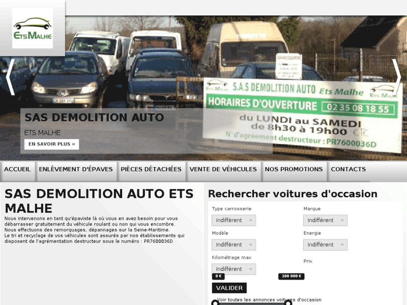 Screenshot du site : Casse automobile sur rouen