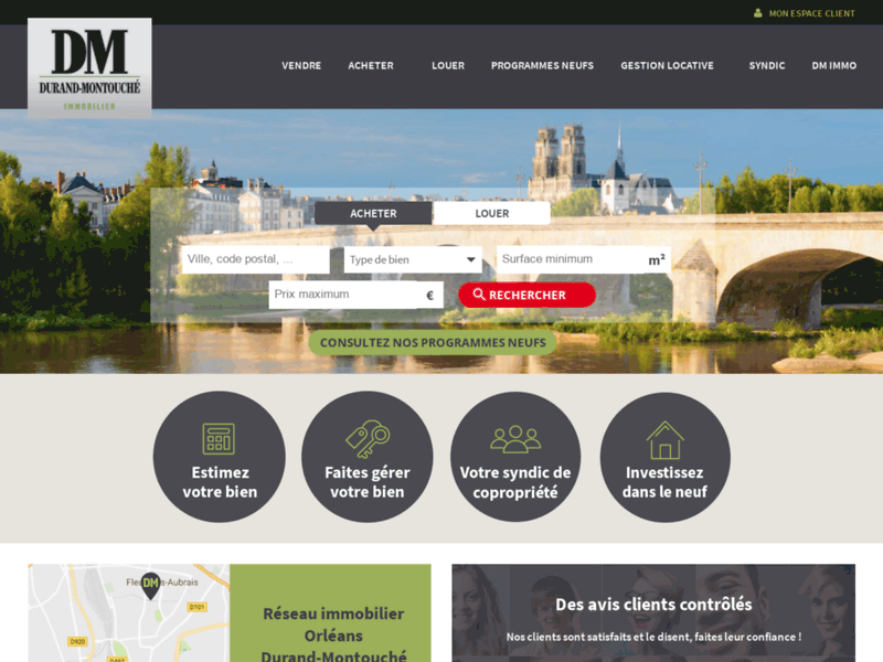 Screenshot du site : Durand-Montouché Agences Immobilières à Orléans