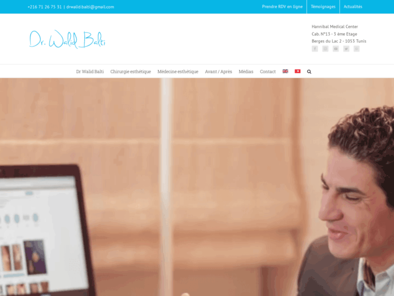 Screenshot du site : Dr Walid Balti chirurgien esthétique en Tunisie