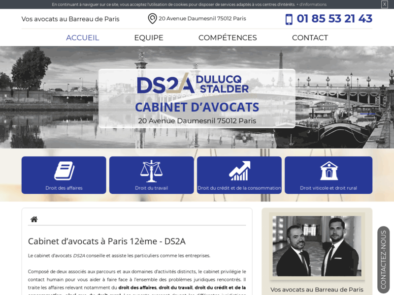 Screenshot du site : Cabinet d'avocat en droit du travail à Paris 12